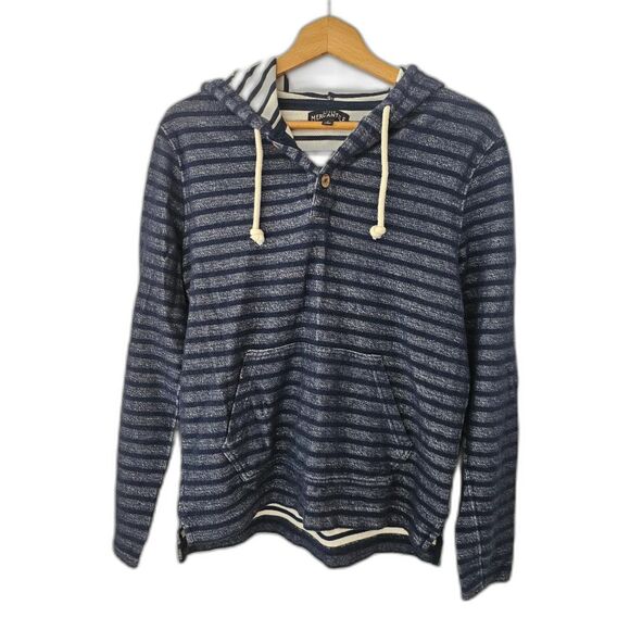 J. Crew Mercantile Striped Hoodie | Blue Marled Cotton Pullover Women’s Small - Picture 1 of 5
